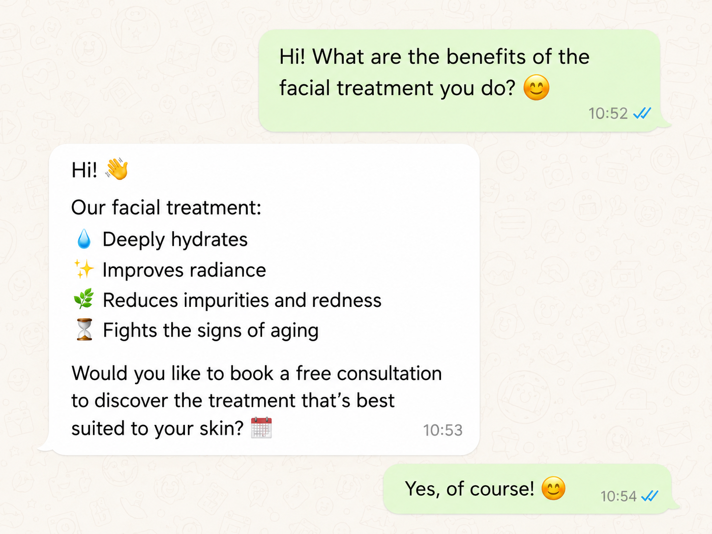 The AI handles leads on WhatsApp for you.